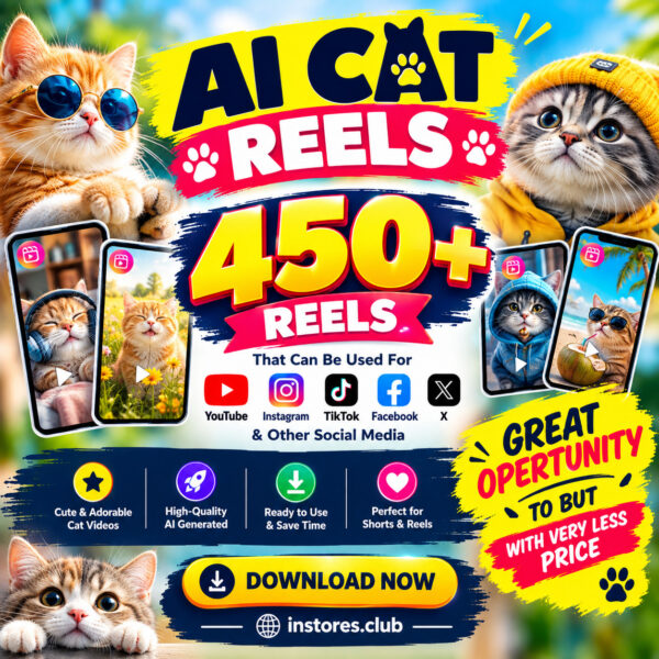 450+ AI Cat Reels Bundle – Ready to Use Viral Cat Videos