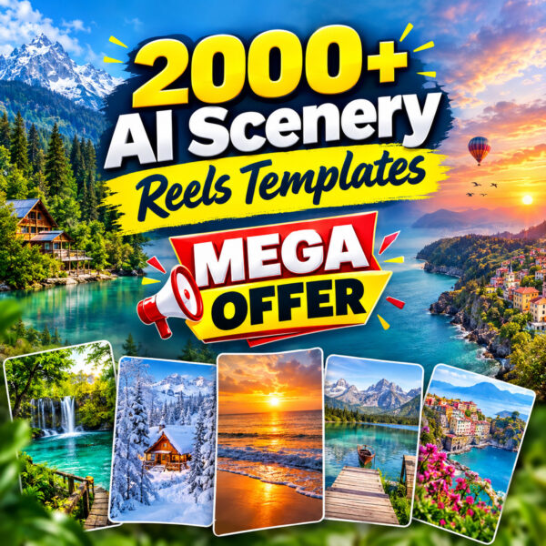 FREE – 2000+ AI Scenery Reels Templates | Nature & Travel Mega Bundle