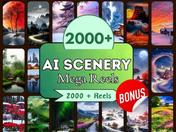 FREE – 2000+ AI Scenery Reels Templates | Nature & Travel Mega Bundle